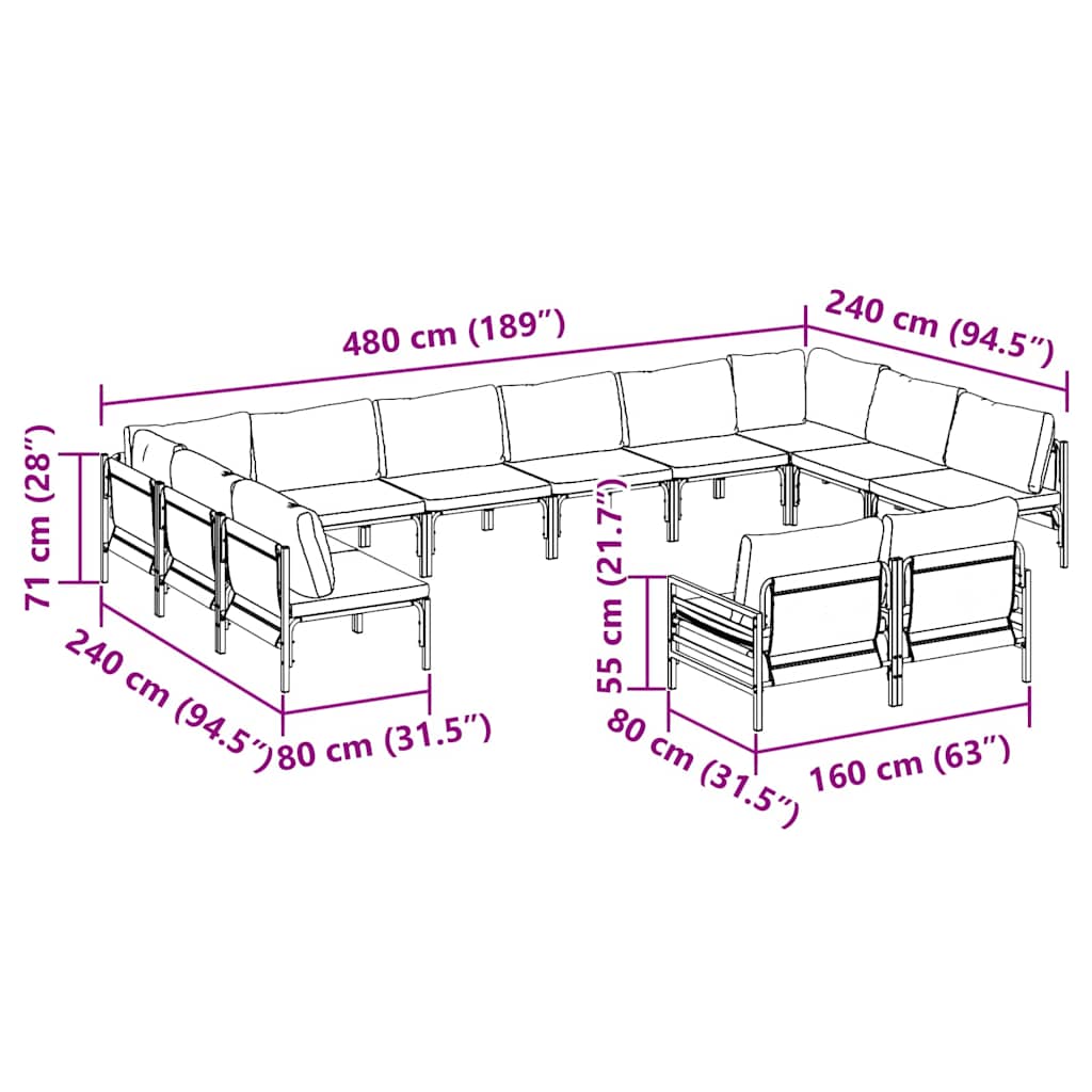 Set Divano da Giardino Antracite Acciaio - immagine 9