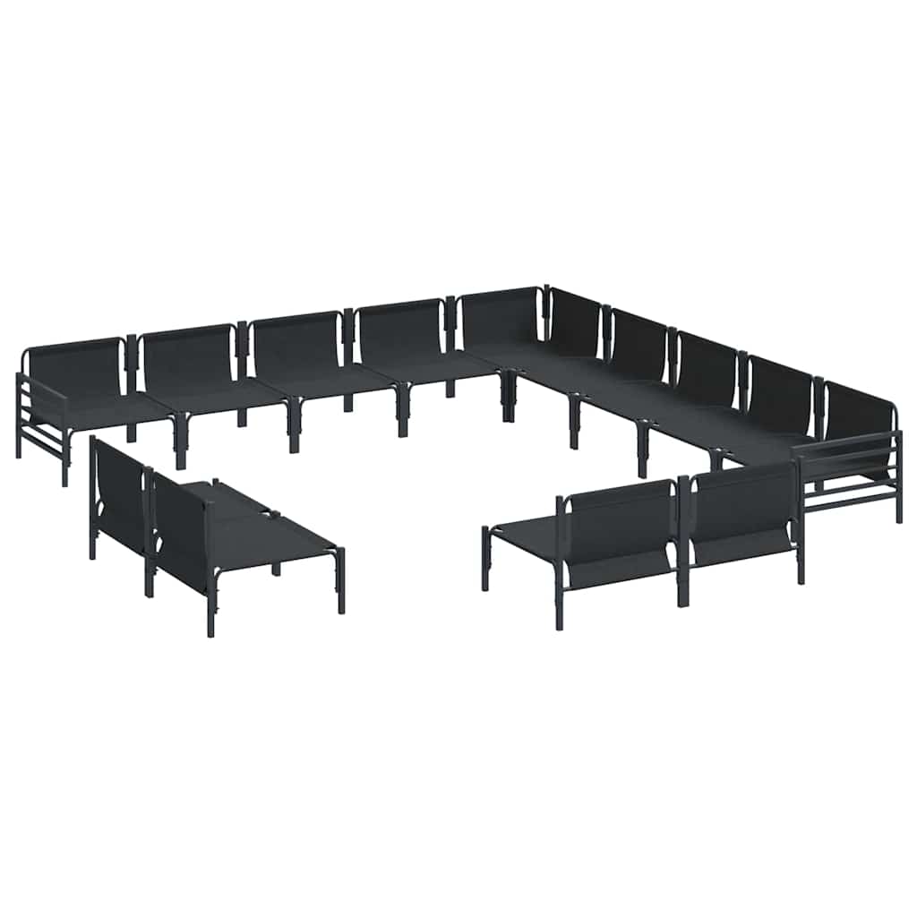 Set Divano da Giardino con cuscino 13 pcs Nero Acciaio - immagine 8