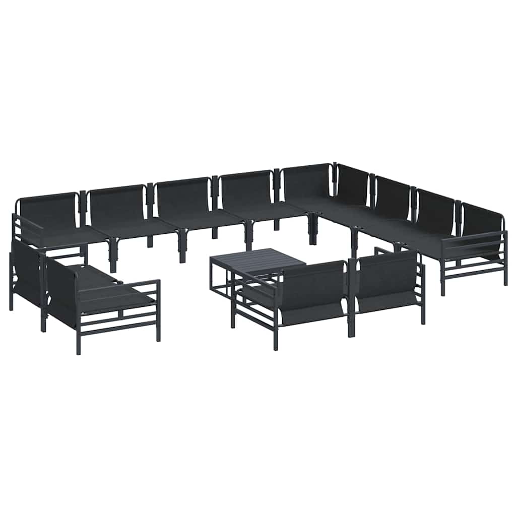 Set Divano da Giardino con cuscino 13 pcs Nero Acciaio - immagine 7
