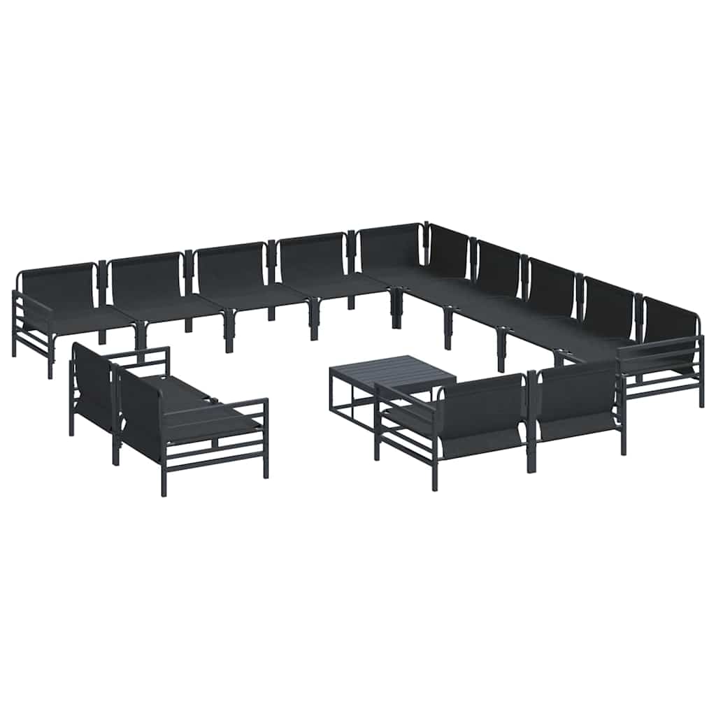 Set Divano da Giardino con cuscino 13 pcs Nero Acciaio - immagine 9