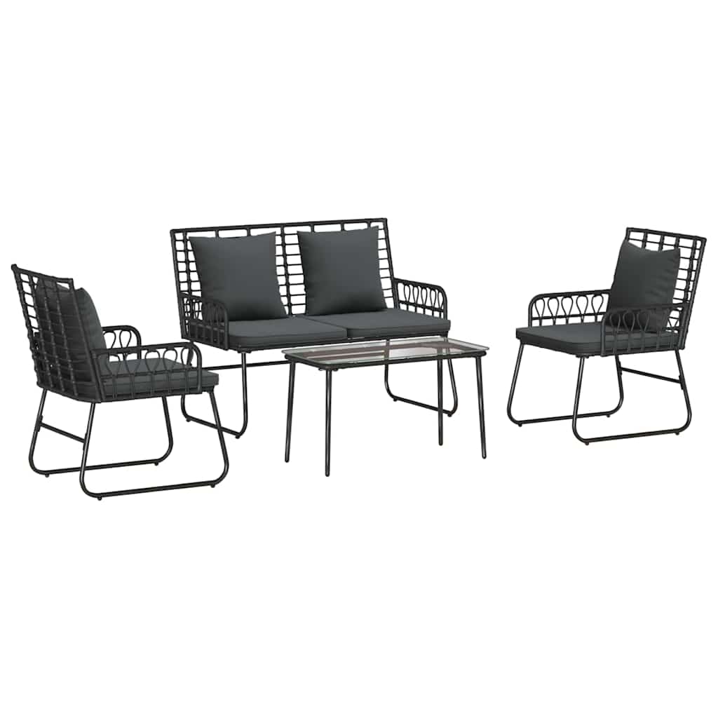 Set di Mobili da Giardino 4 pcs Nero e antracite polyrattan - immagine 2