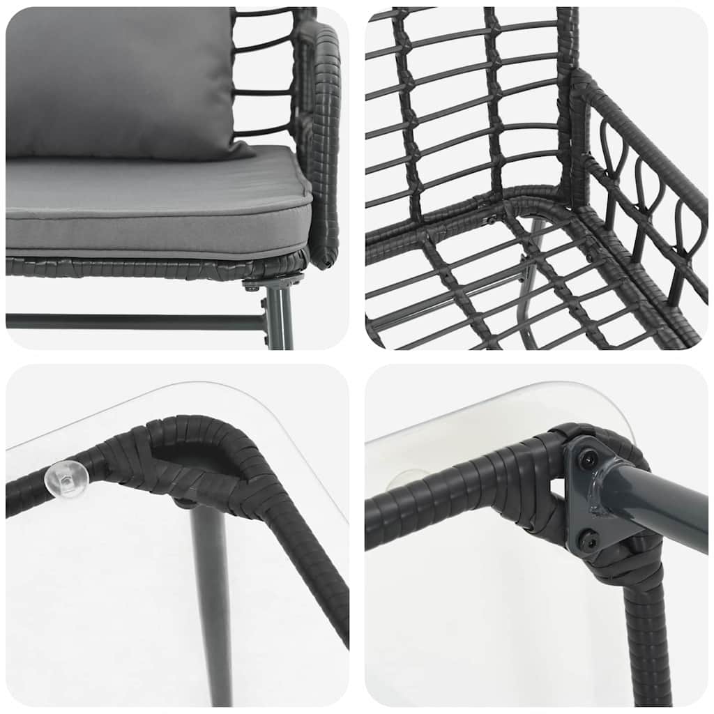 Set di Mobili da Giardino 4 pcs Nero e antracite polyrattan - immagine 9