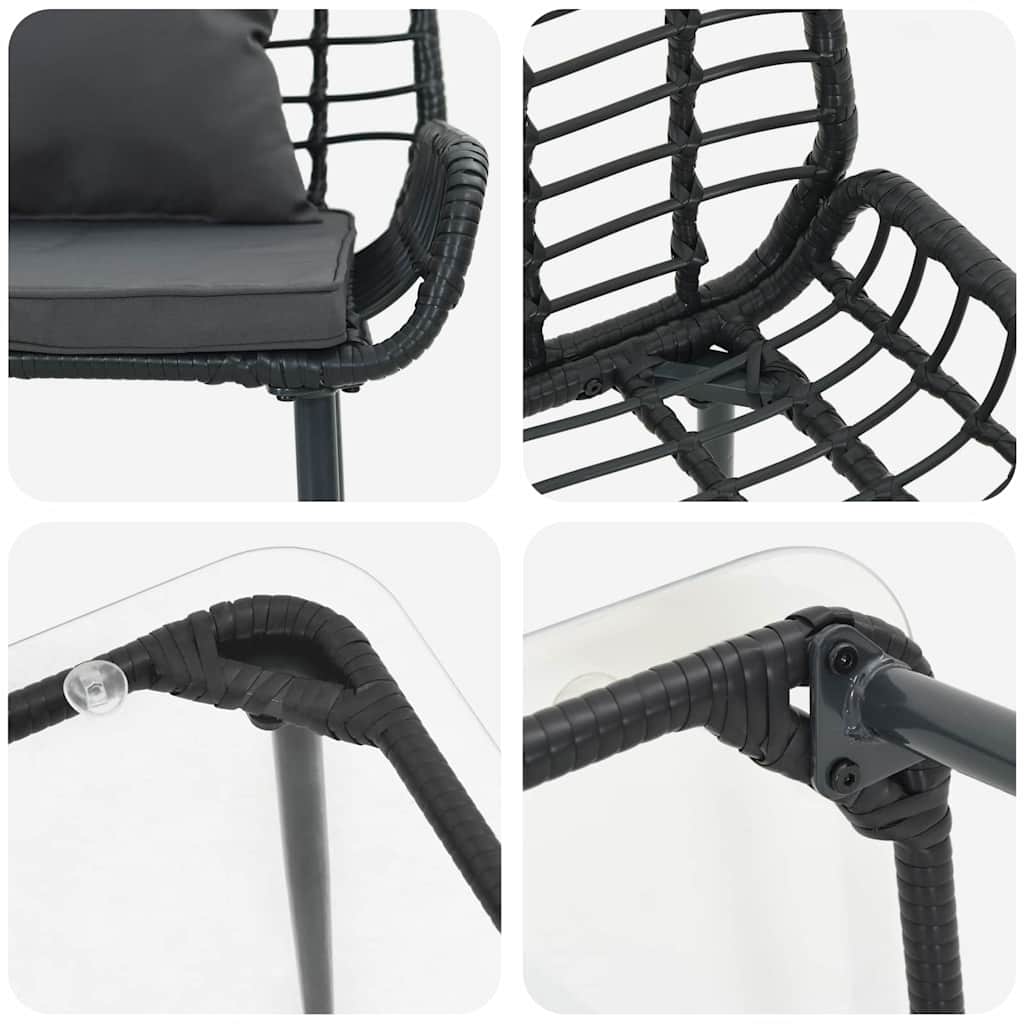 Set di Mobili da Giardino 4 pcs Nero e Crema polyrattan - immagine 9