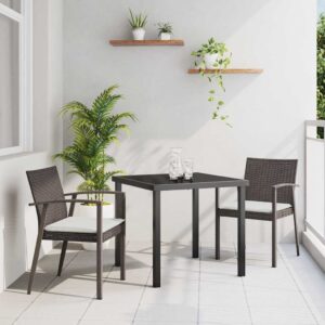 Set da Pranzo per Giardino 3 pcs Marrone Poly Rattan
