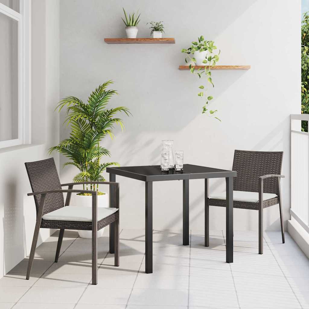 Set da Pranzo per Giardino 3 pcs Marrone Poly Rattan