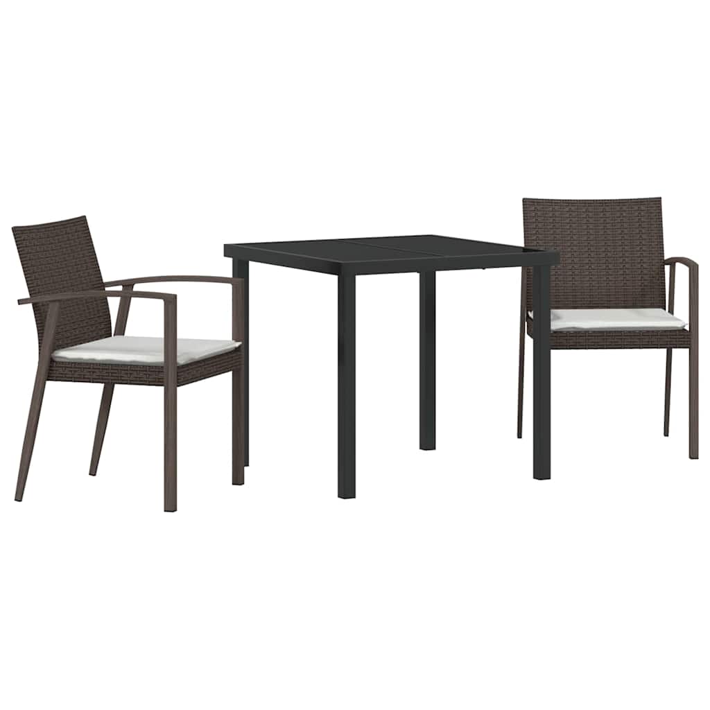 Set da Pranzo per Giardino 3 pcs Marrone Poly Rattan - immagine 2