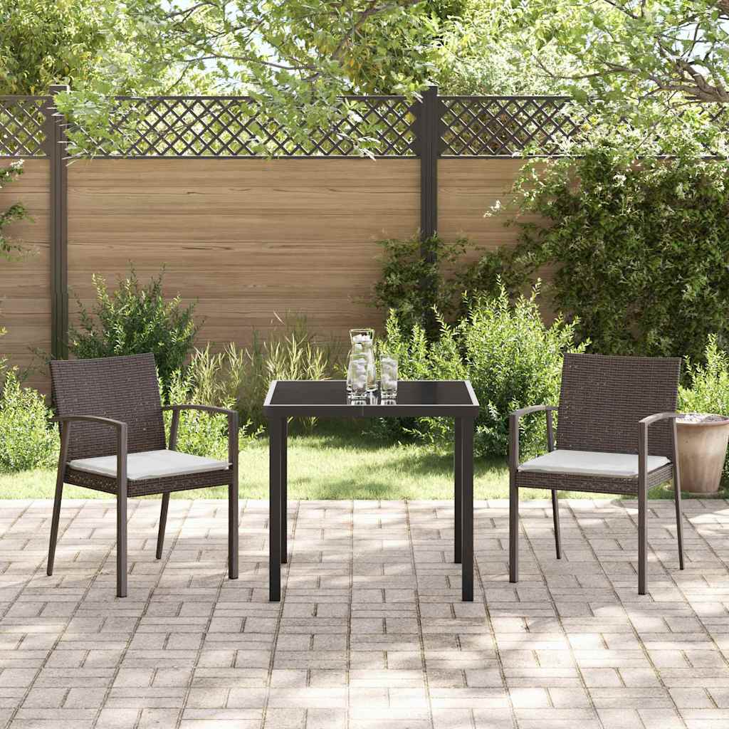 Set da Pranzo per Giardino 3 pcs Marrone Poly Rattan - immagine 4