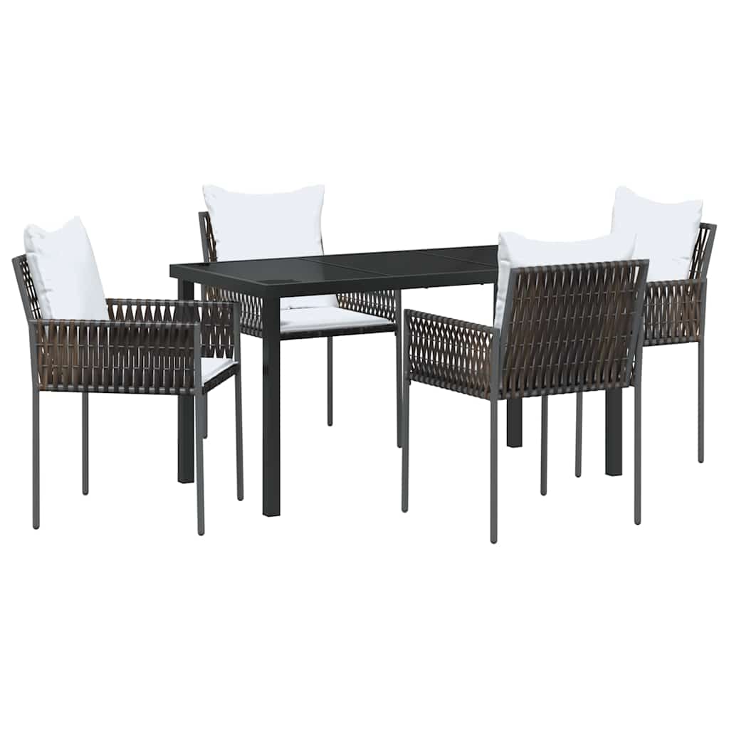 Set da Pranzo per Giardino 7 pcs Marrone Poly Rattan - immagine 2