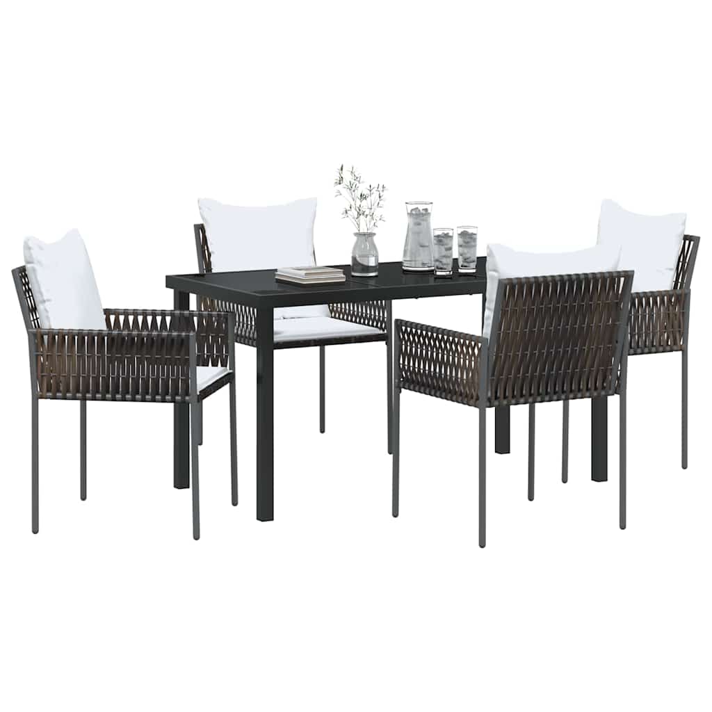 Set da Pranzo per Giardino 7 pcs Marrone Poly Rattan - immagine 3