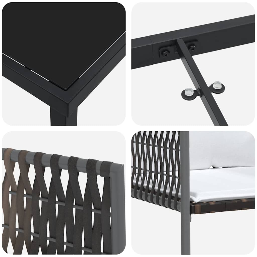 Set da Pranzo per Giardino 7 pcs Marrone Poly Rattan - immagine 9