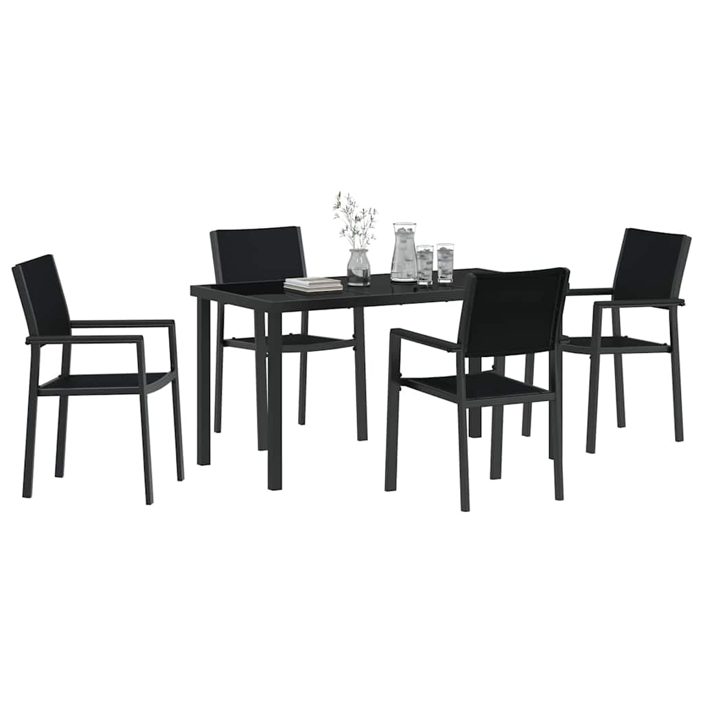 Set da Pranzo per Giardino 5 pcs Nero Poly Rattan - immagine 3