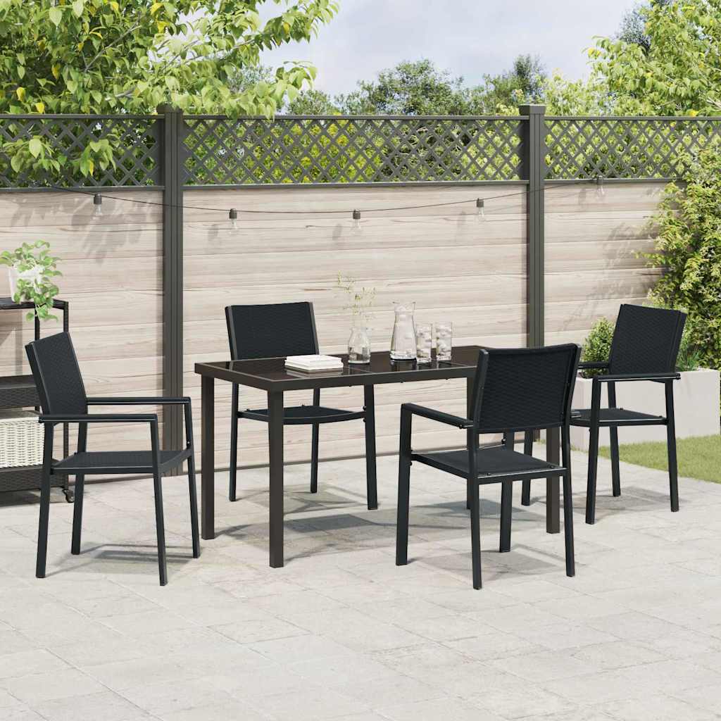 Set da Pranzo per Giardino 5 pcs Nero Poly Rattan - immagine 4