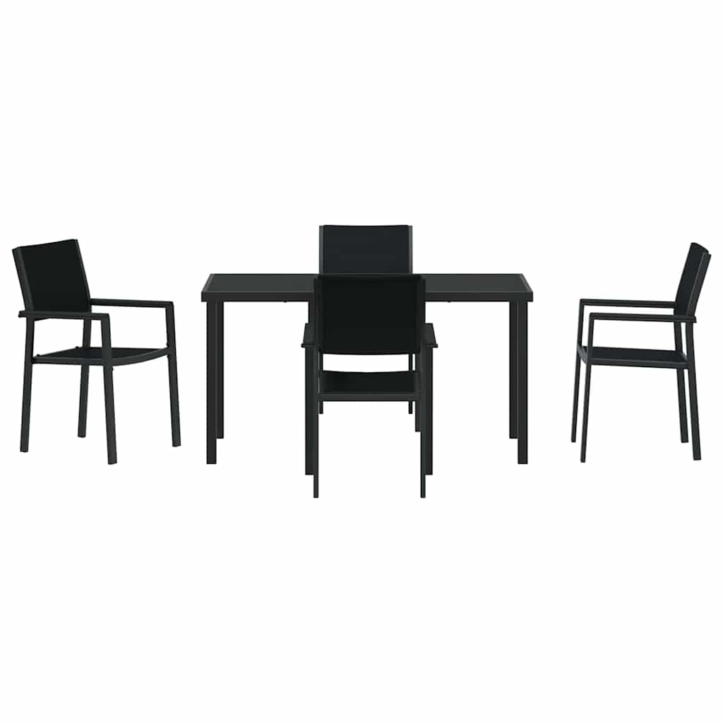 Set da Pranzo per Giardino 5 pcs Nero Poly Rattan - immagine 7