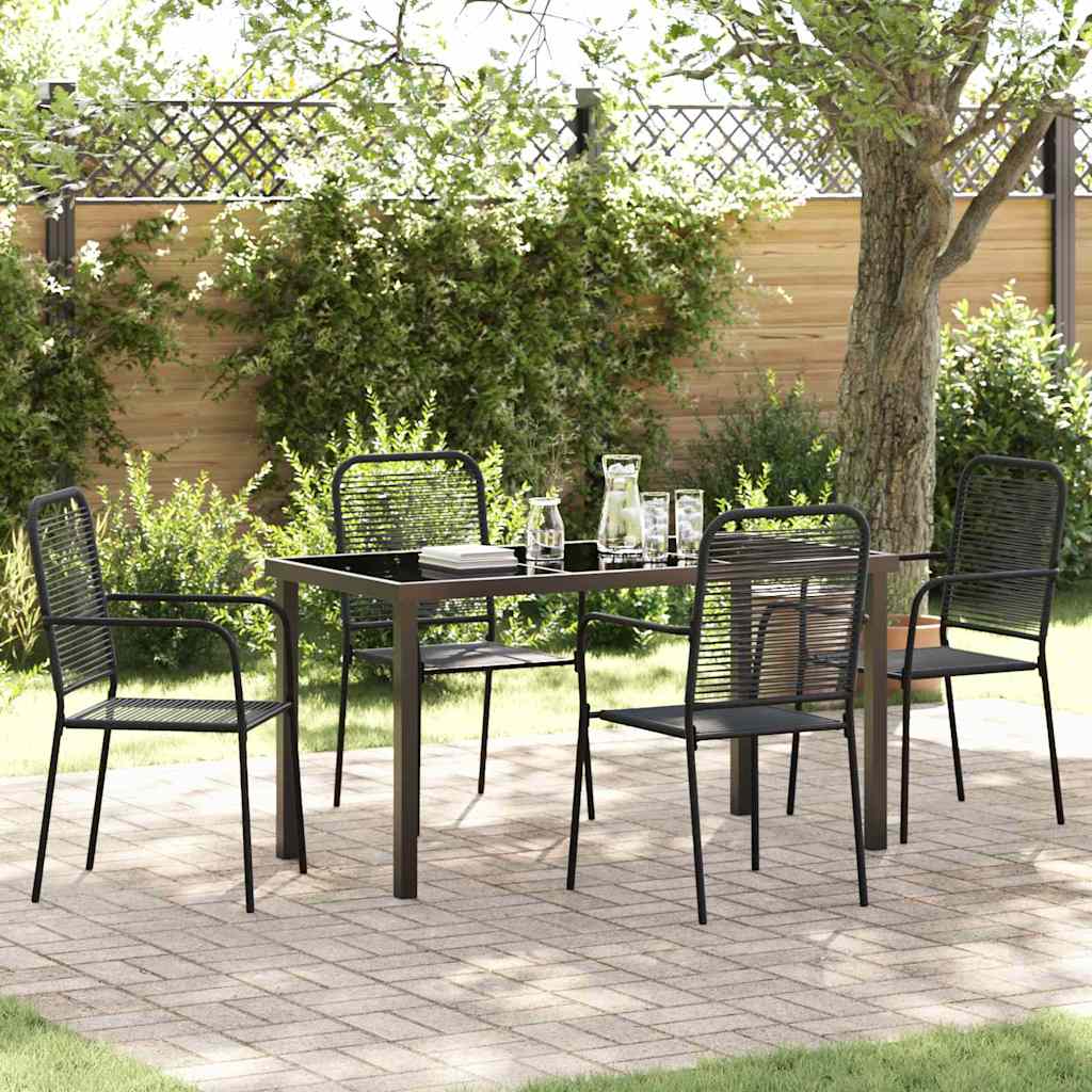 Set da Pranzo per Giardino 5 pcs Nero