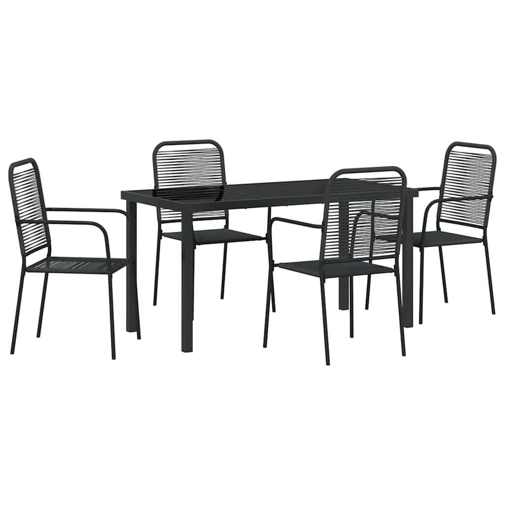 Set da Pranzo per Giardino 5 pcs Nero - immagine 2