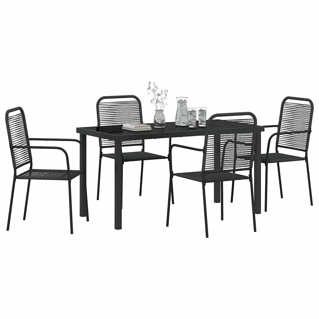 Set da Pranzo per Giardino 5 pcs Nero - immagine 3