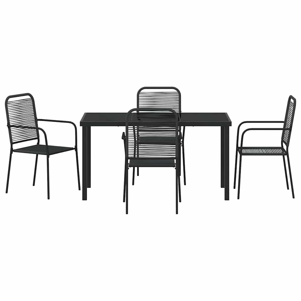 Set da Pranzo per Giardino 5 pcs Nero - immagine 7
