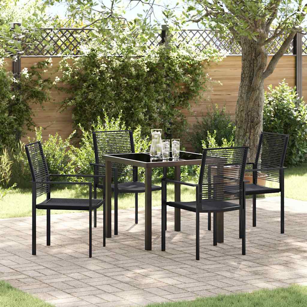 Set da Pranzo per Giardino 5 pcs Nero Rattan in PVC