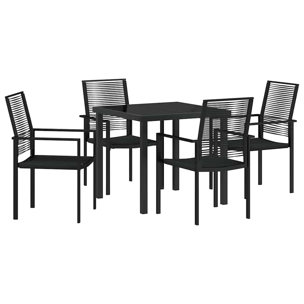 Set da Pranzo per Giardino 5 pcs Nero Rattan in PVC - immagine 2