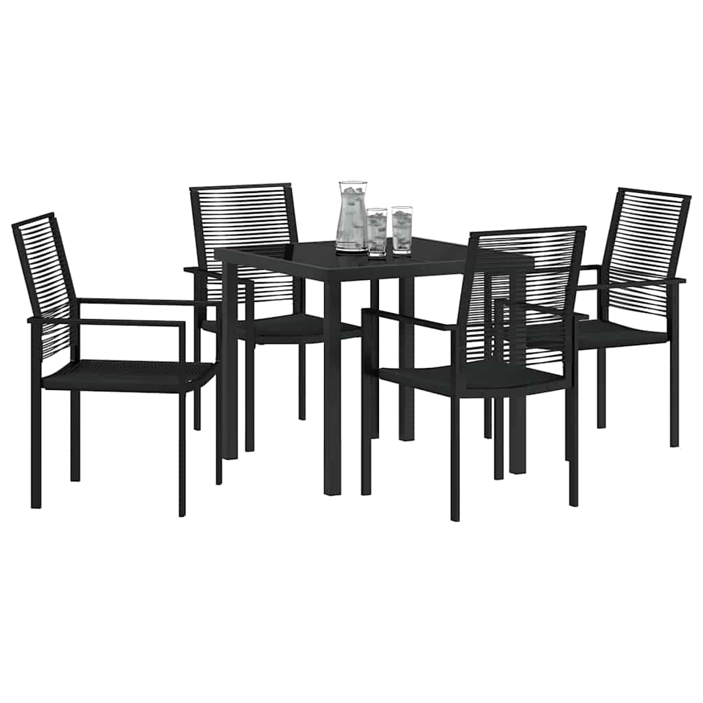 Set da Pranzo per Giardino 5 pcs Nero Rattan in PVC - immagine 3