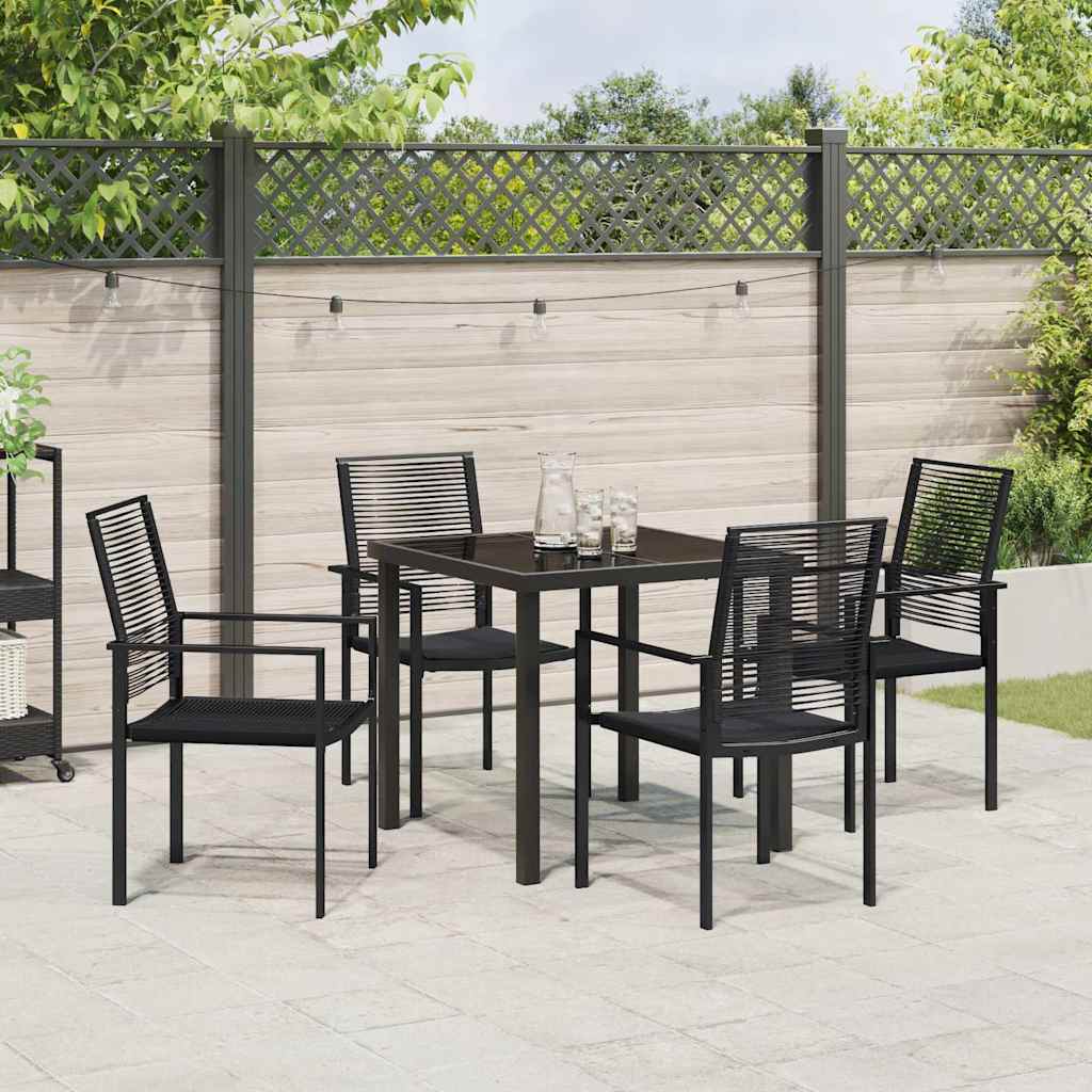 Set da Pranzo per Giardino 5 pcs Nero Rattan in PVC - immagine 4