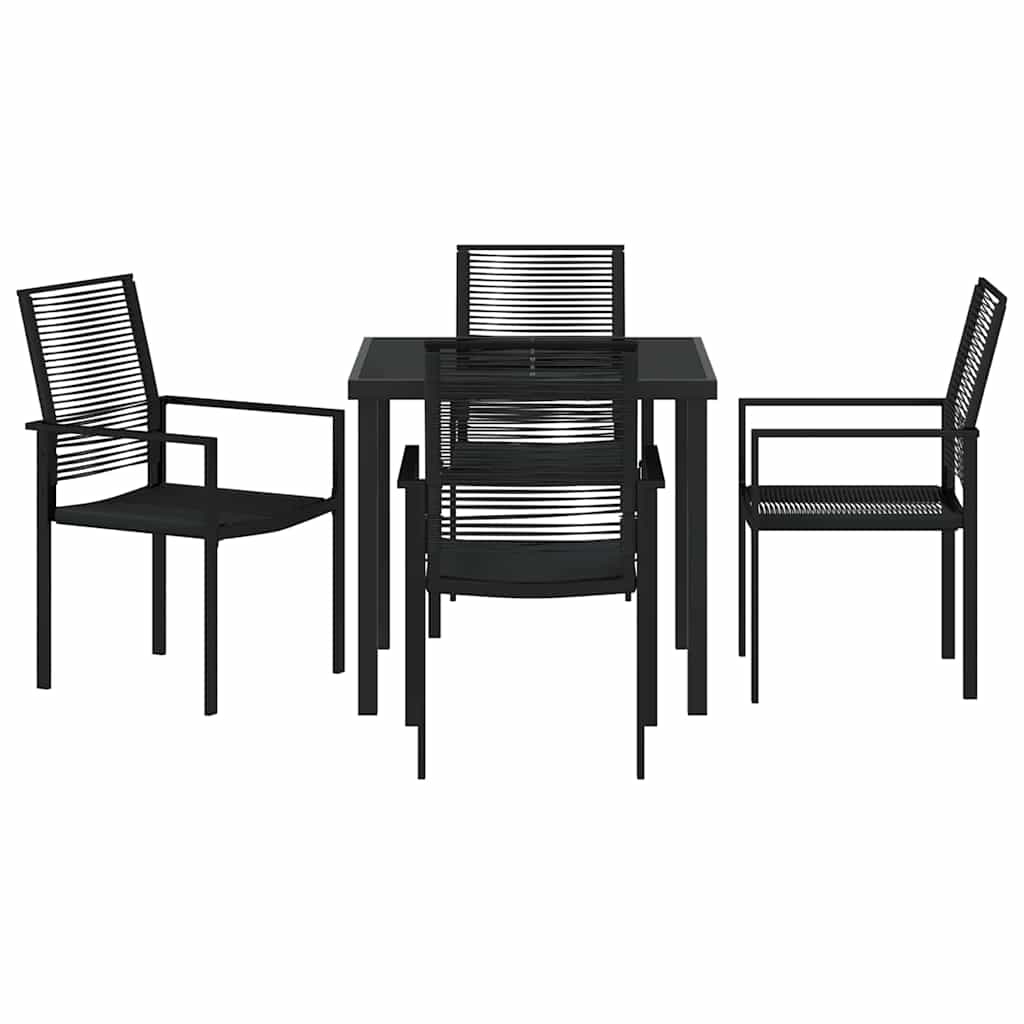 Set da Pranzo per Giardino 5 pcs Nero Rattan in PVC - immagine 7