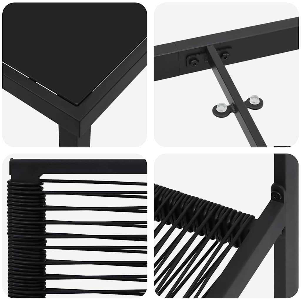 Set da Pranzo per Giardino 5 pcs Nero Rattan in PVC - immagine 9