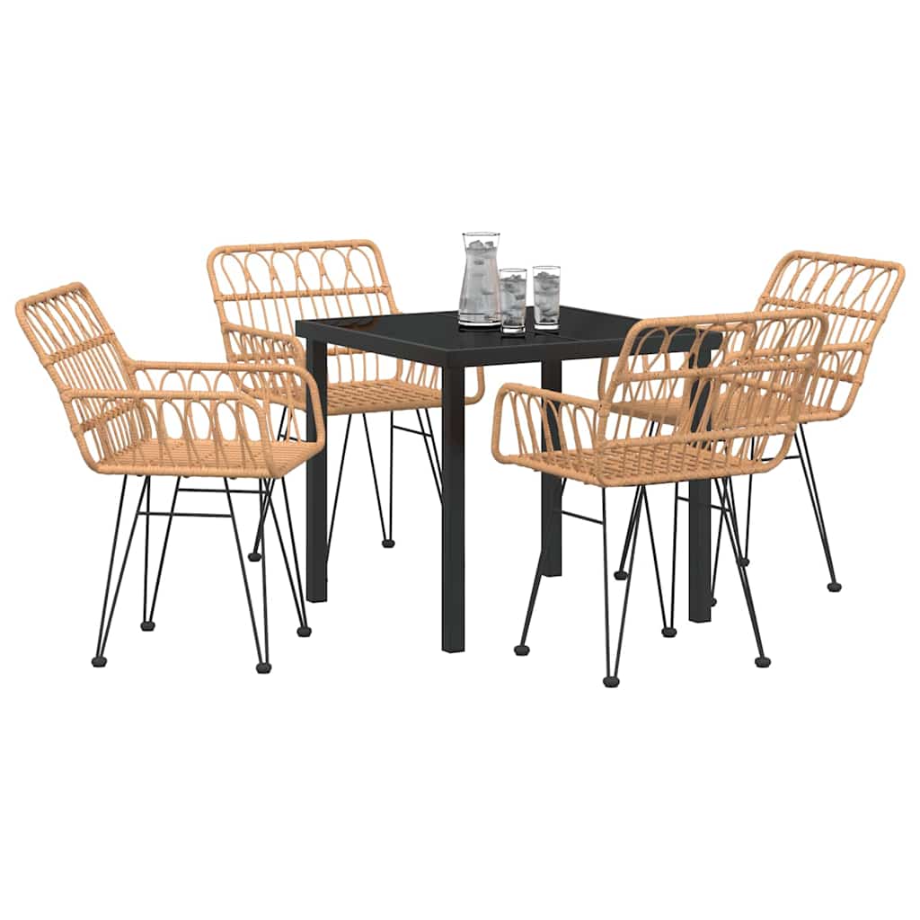 Set da Pranzo per Giardino 5 pcs Marrone Poly Rattan - immagine 3