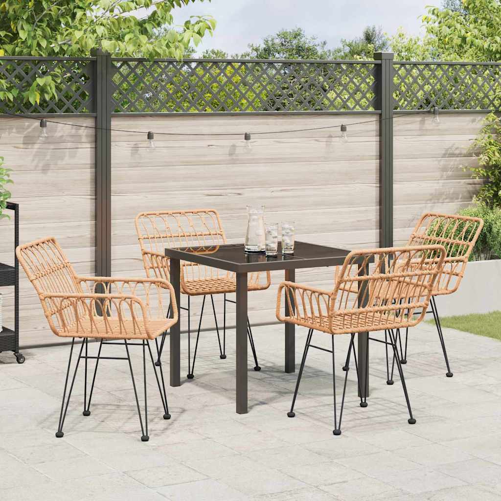 Set da Pranzo per Giardino 5 pcs Marrone Poly Rattan - immagine 4