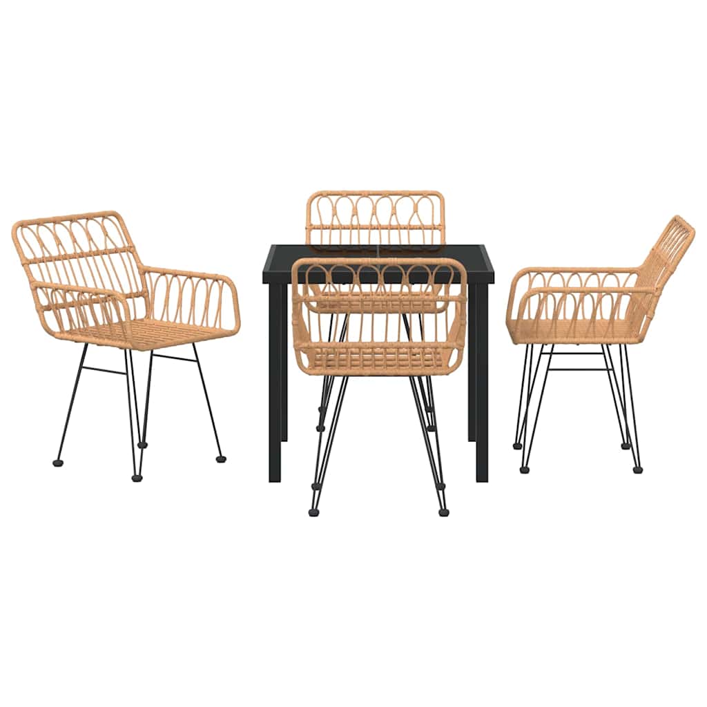 Set da Pranzo per Giardino 5 pcs Marrone Poly Rattan - immagine 7