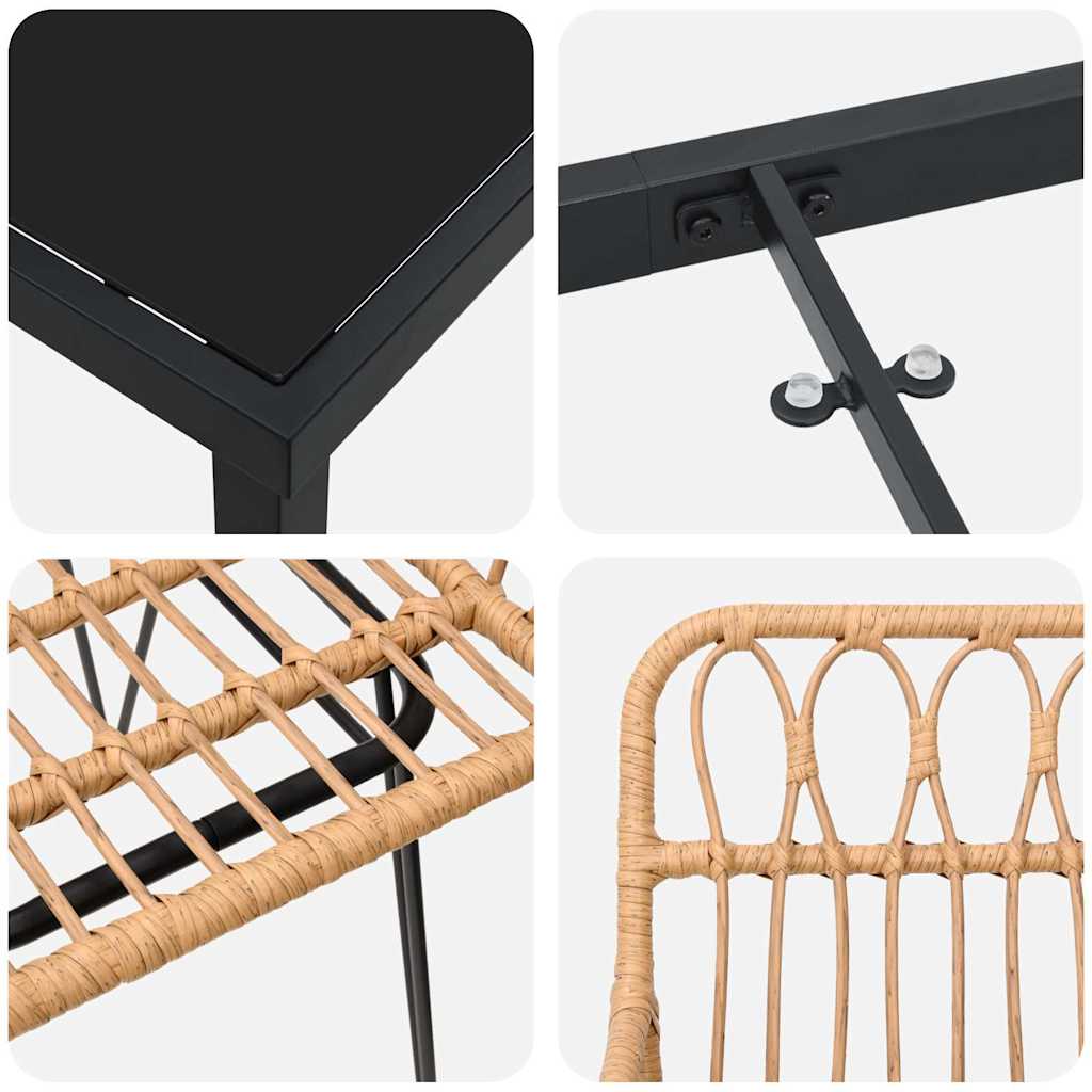 Set da Pranzo per Giardino 5 pcs Marrone Poly Rattan - immagine 9