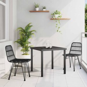 Set da Pranzo per Giardino 3 pcs Nero Poly Rattan