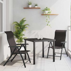 Set da Pranzo per Giardino 3 pcs Nero caffè Poly Rattan