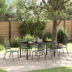 Set da Pranzo per Giardino 7 pcs Grigio scuro Acciaio