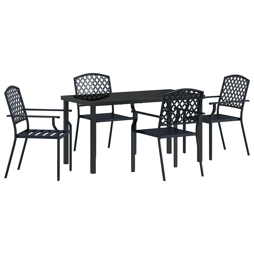 Set da Pranzo per Giardino 5 pcs Antracite Acciaio - immagine 2