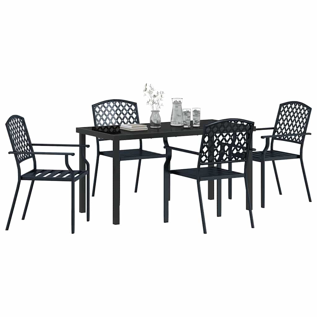 Set da Pranzo per Giardino 5 pcs Antracite Acciaio - immagine 3