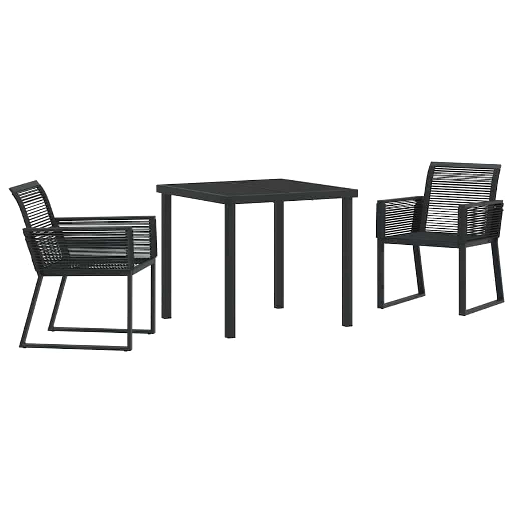 Set da Pranzo per Giardino 3 pcs Nero Poly Rattan - immagine 2