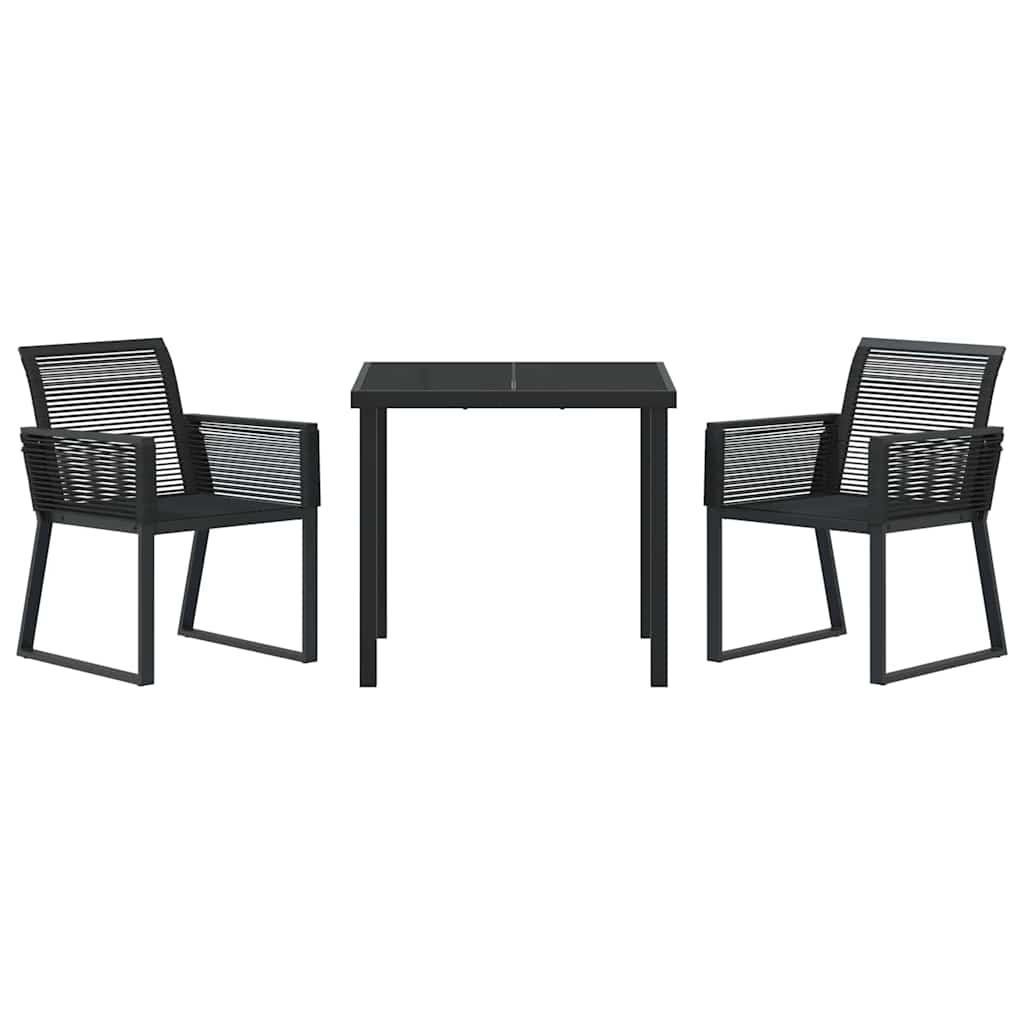 Set da Pranzo per Giardino 3 pcs Nero Poly Rattan - immagine 7