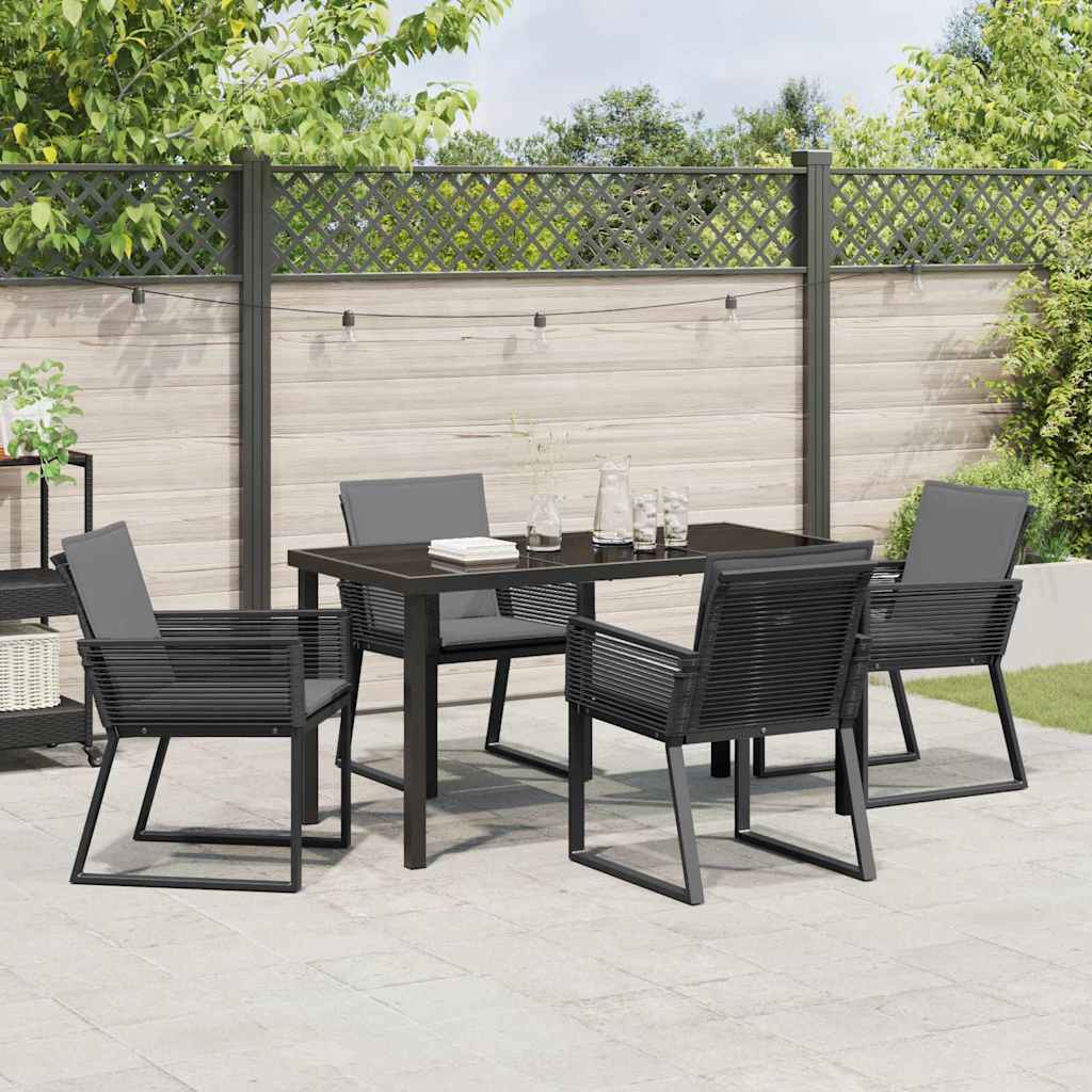 Set da Pranzo per Giardino 5 pcs Nero Poly Rattan - immagine 4