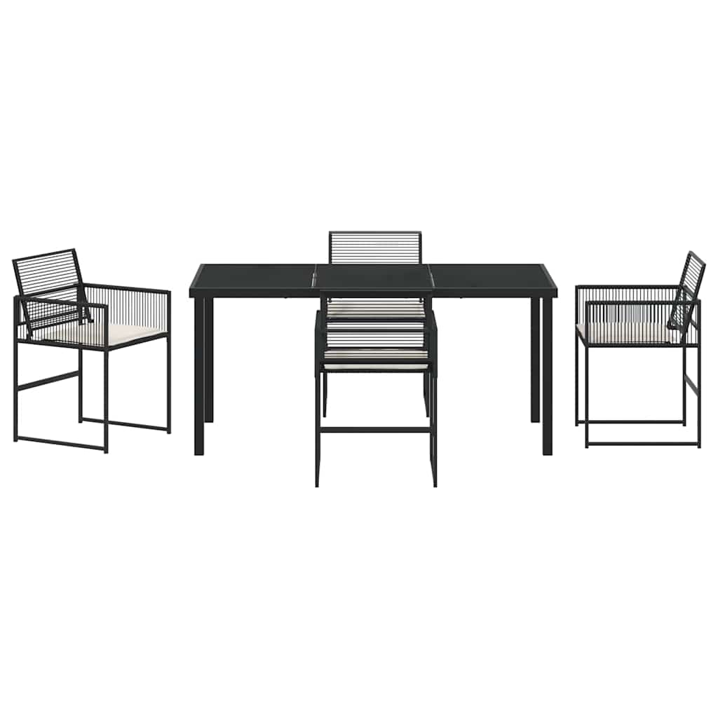 Set da Pranzo per Giardino 5 pcs Nero Poly Rattan - immagine 7
