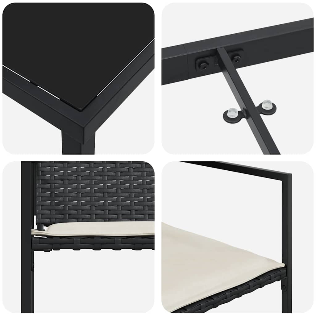 Set da Pranzo per Giardino 5 pcs Nero - immagine 9