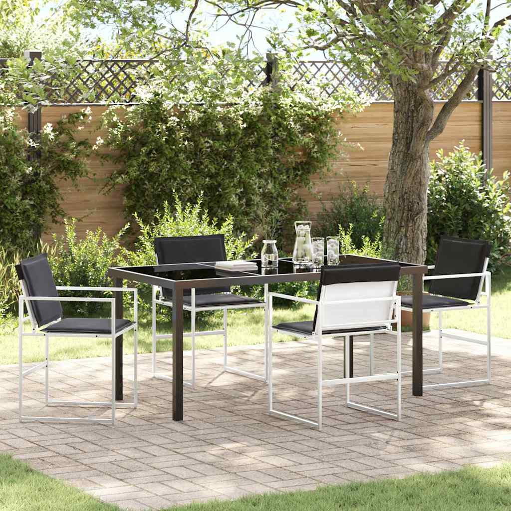 Set da Pranzo per Giardino 5 pcs Bianco 160 x 80 x 73 cm