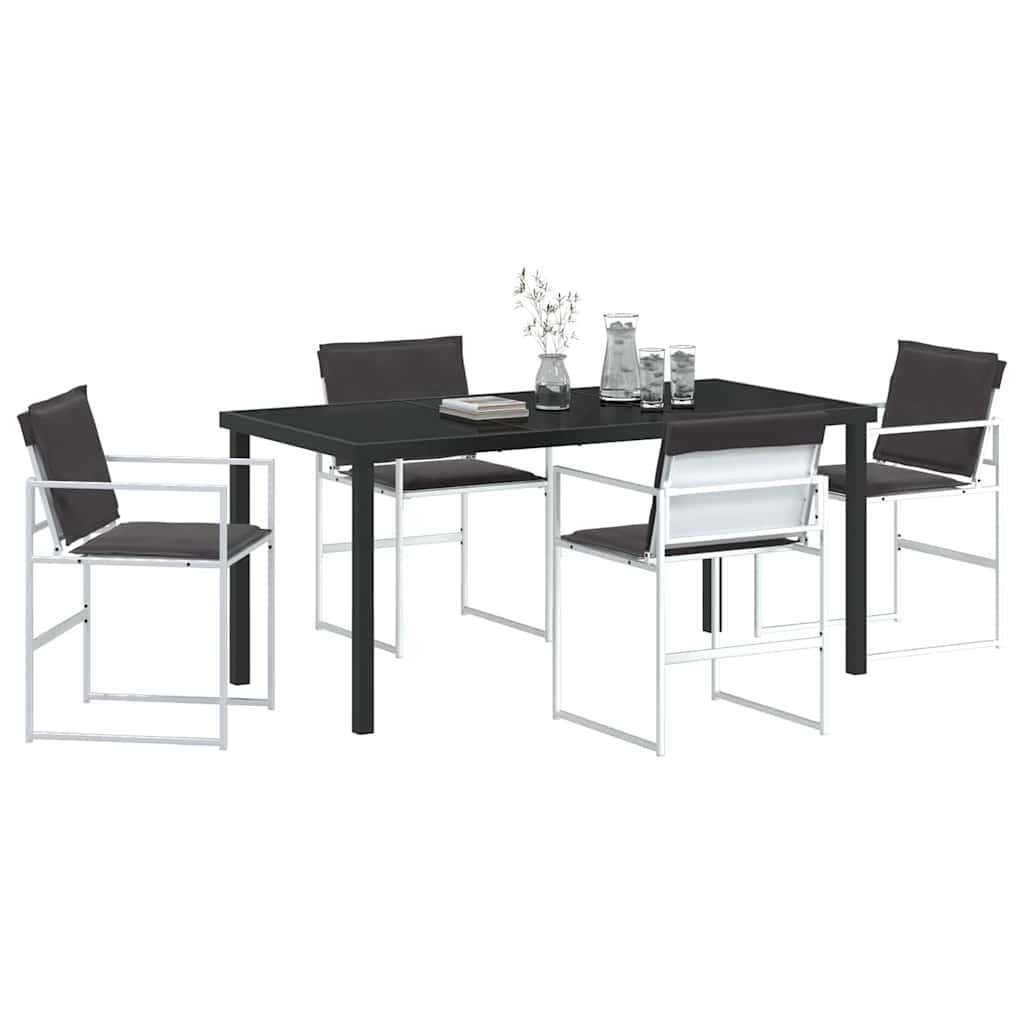 Set da Pranzo per Giardino 5 pcs Bianco 160 x 80 x 73 cm - immagine 3