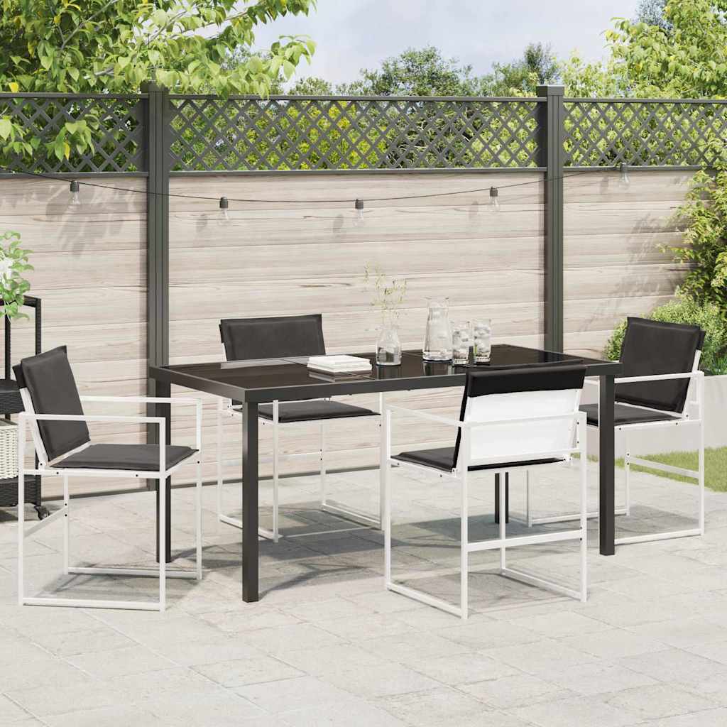 Set da Pranzo per Giardino 5 pcs Bianco 160 x 80 x 73 cm - immagine 4