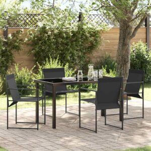 Set da Pranzo per Giardino 5 pcs Nero
