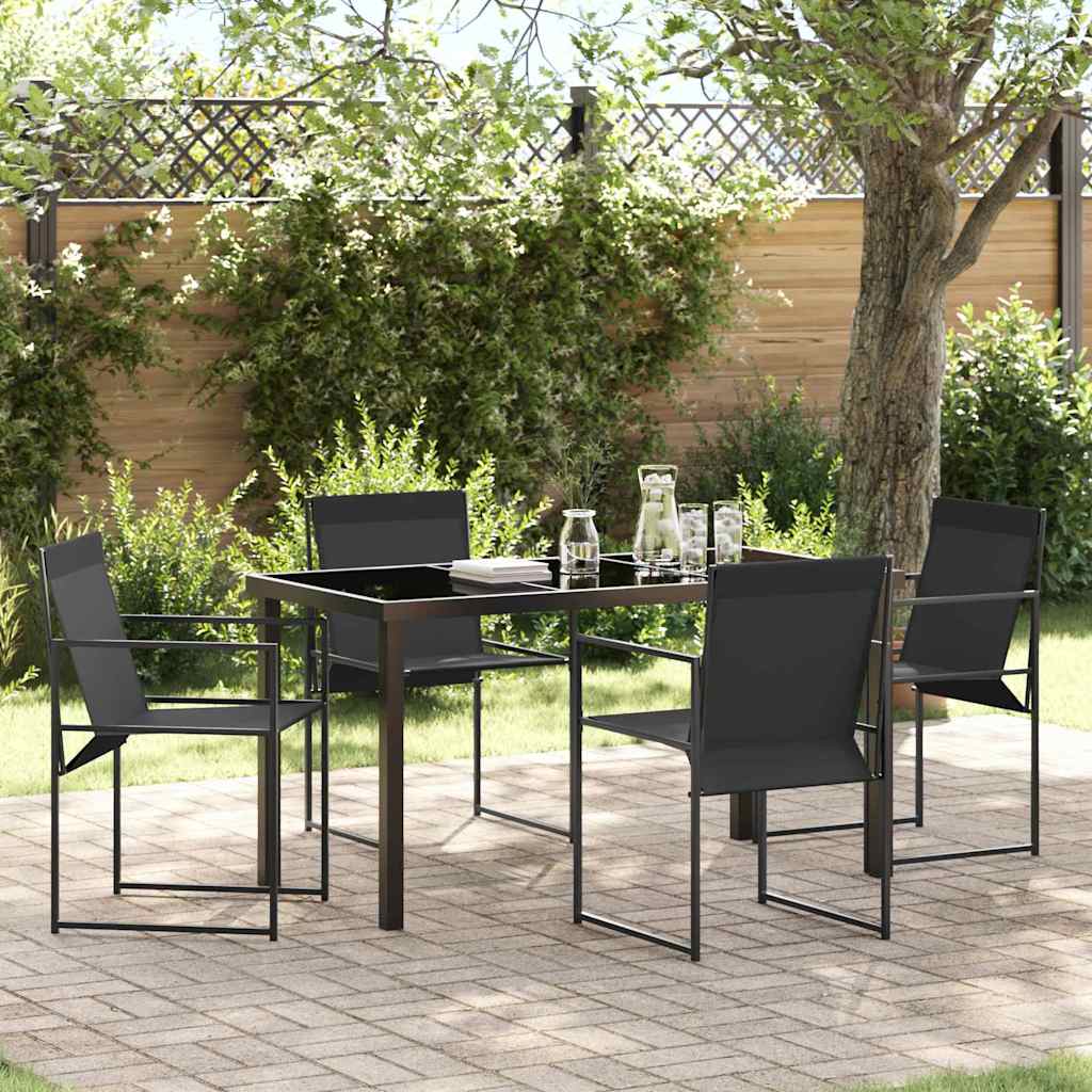 Set da Pranzo per Giardino 5 pcs Nero