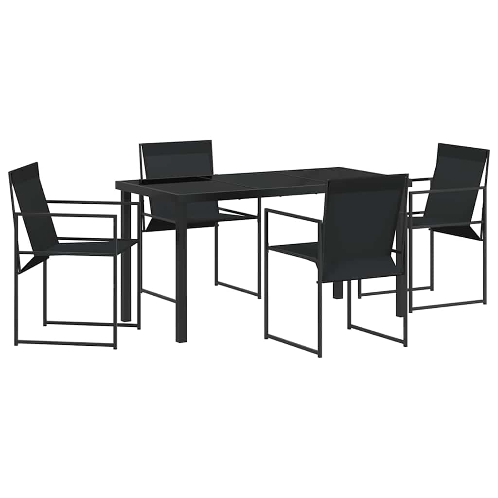 Set da Pranzo per Giardino 5 pcs Nero - immagine 2