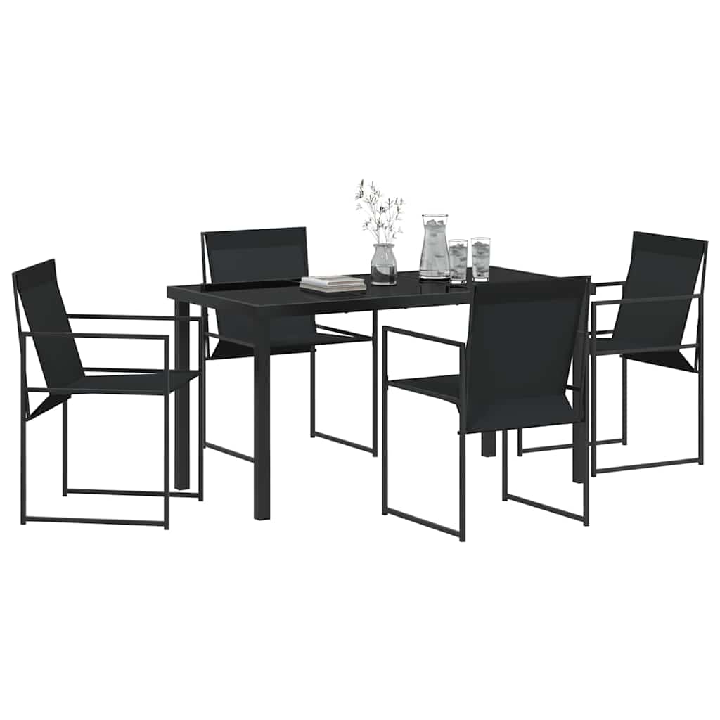 Set da Pranzo per Giardino 5 pcs Nero - immagine 3