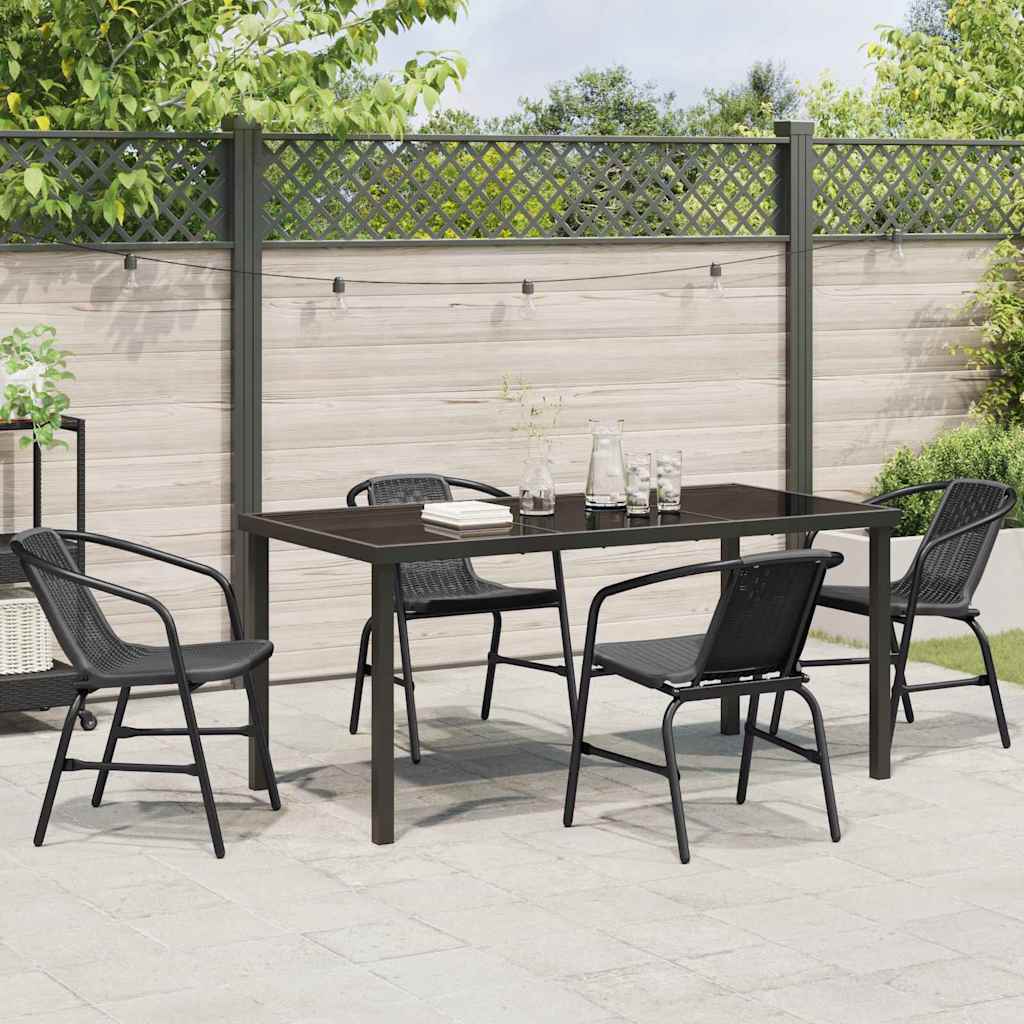 Set da Pranzo per Giardino 5 pcs Nero Poly Rattan - immagine 4