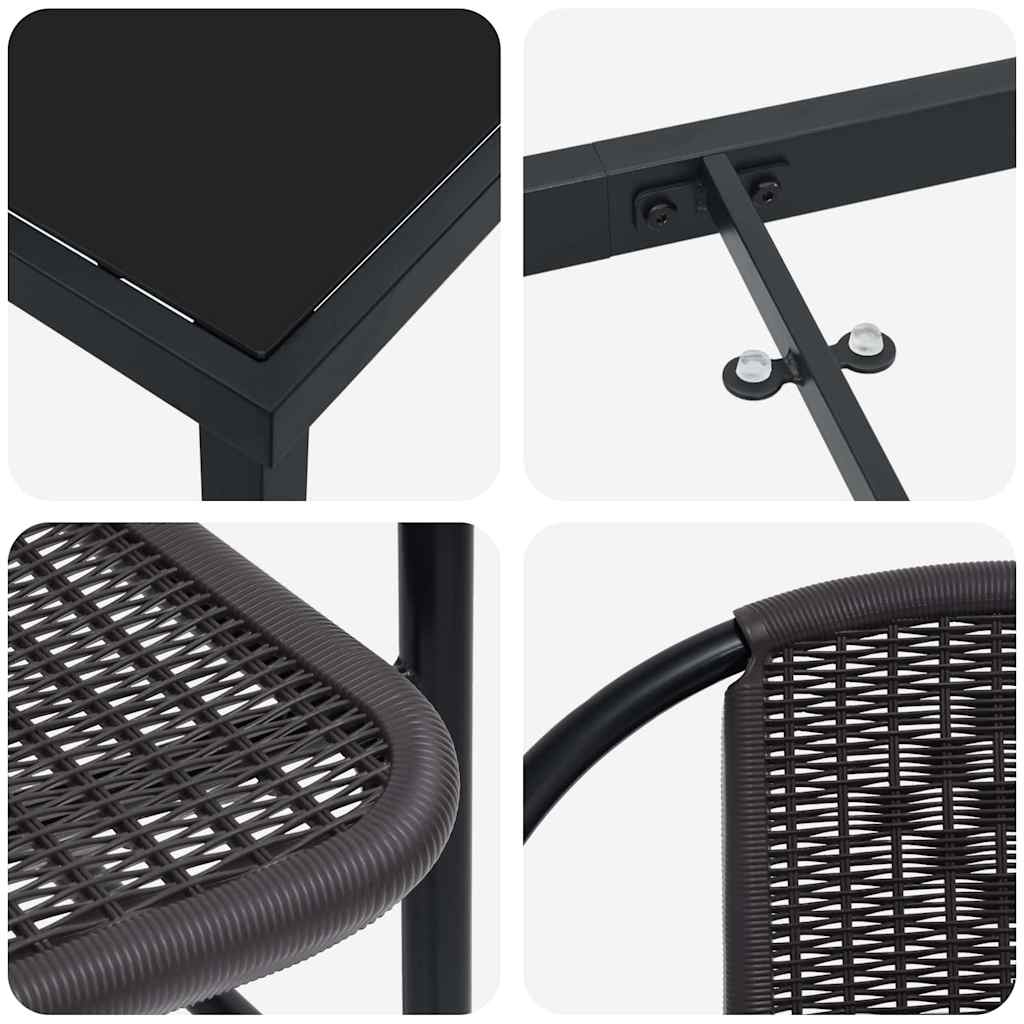 Set da Pranzo per Giardino 5 pcs Nero Poly Rattan - immagine 9